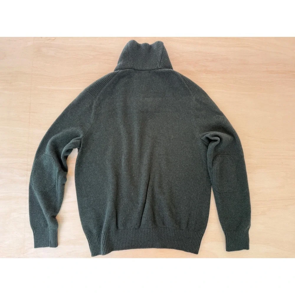 Banana Republic Mens XL Forest Green Shawl Collar Italian Yarn Elbow Sweater
